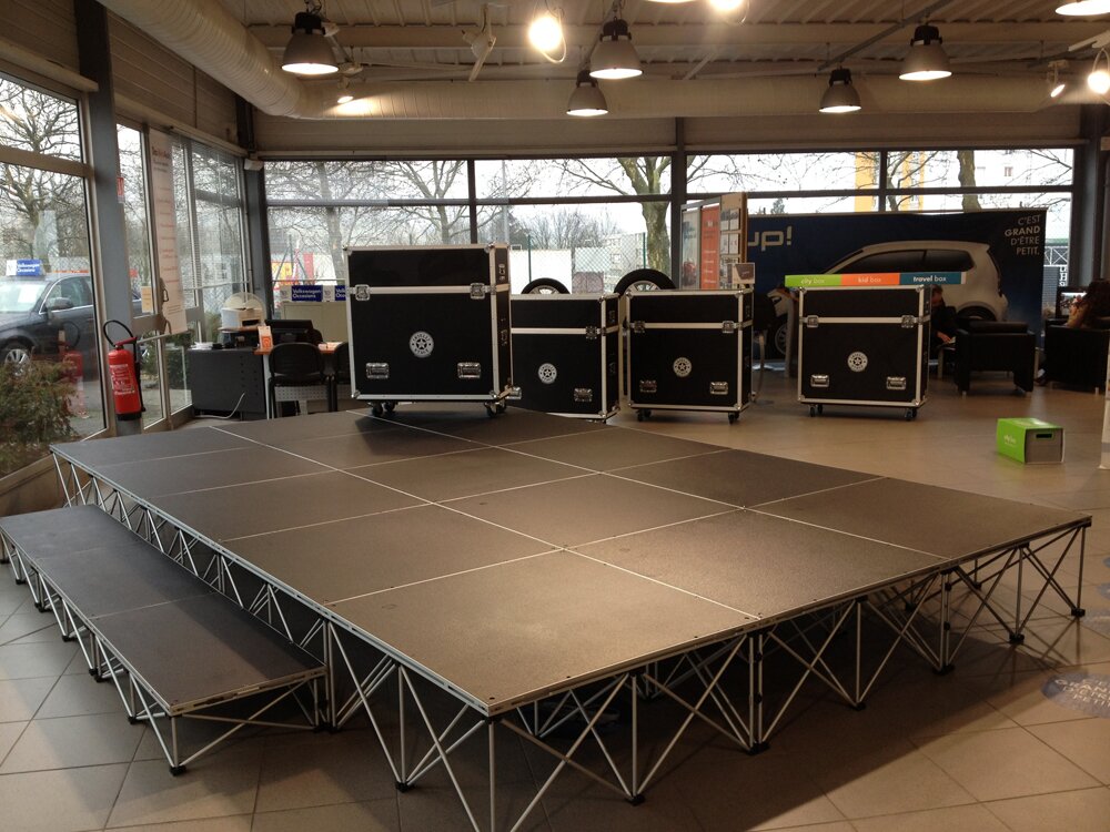 Modular stage decks assembled